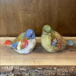 Colorful Ceramic Lovebird Figurines